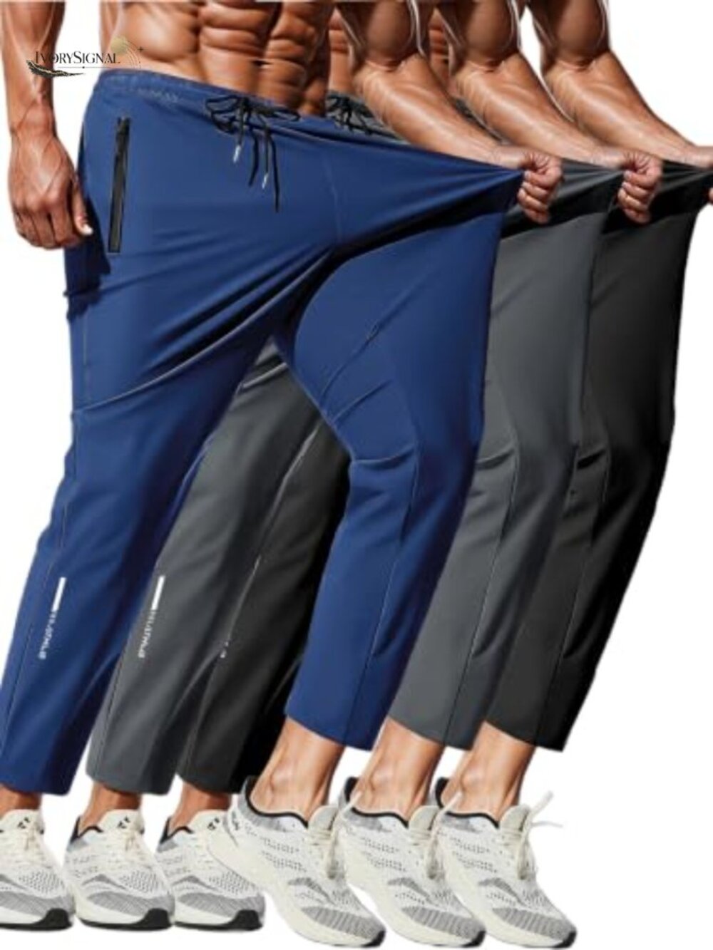 Men's Lightweight Stretch Track Pants with Zippered Pockets – Quick-Dry Joggers